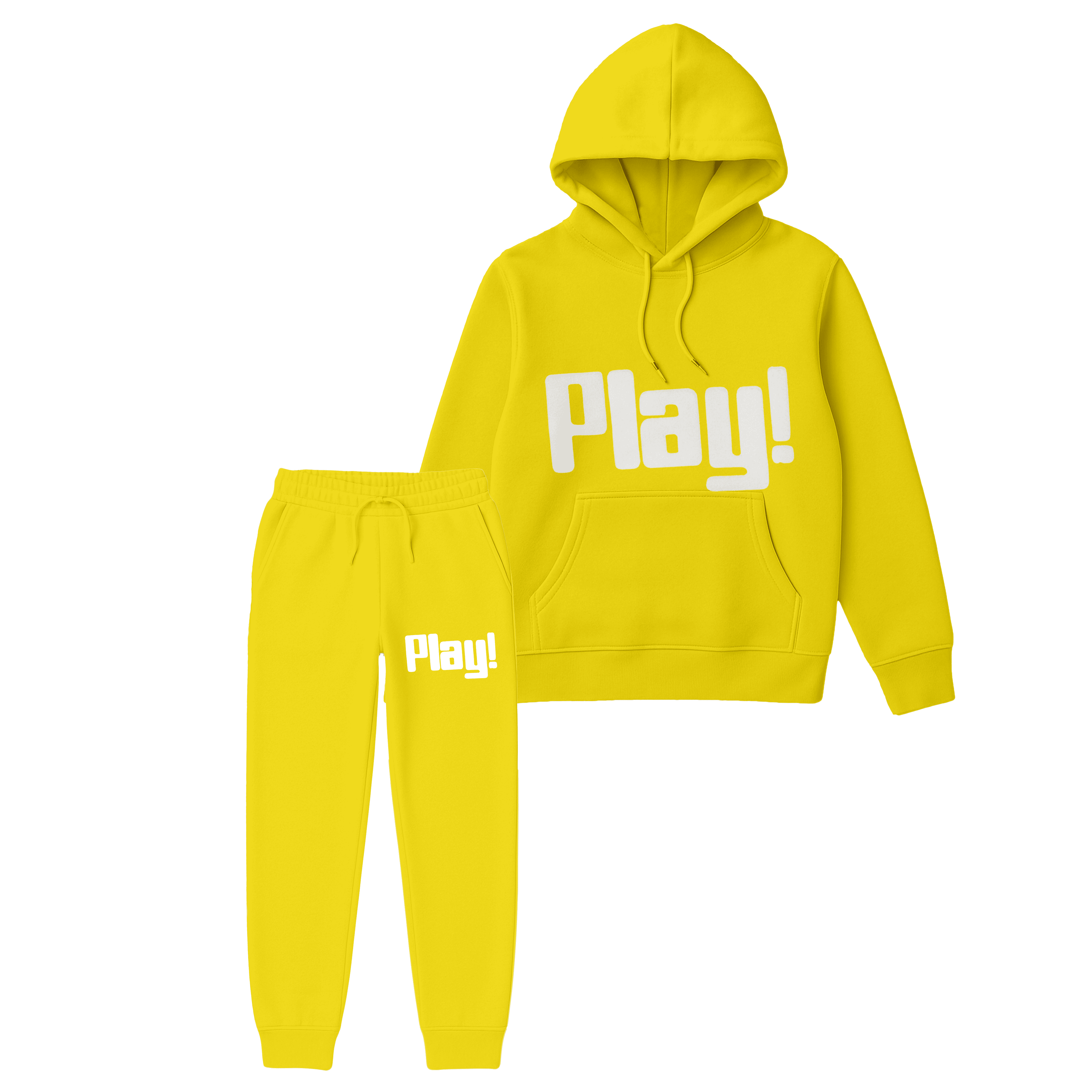 Yellow “Play!” Hoodie & Jogger Suit