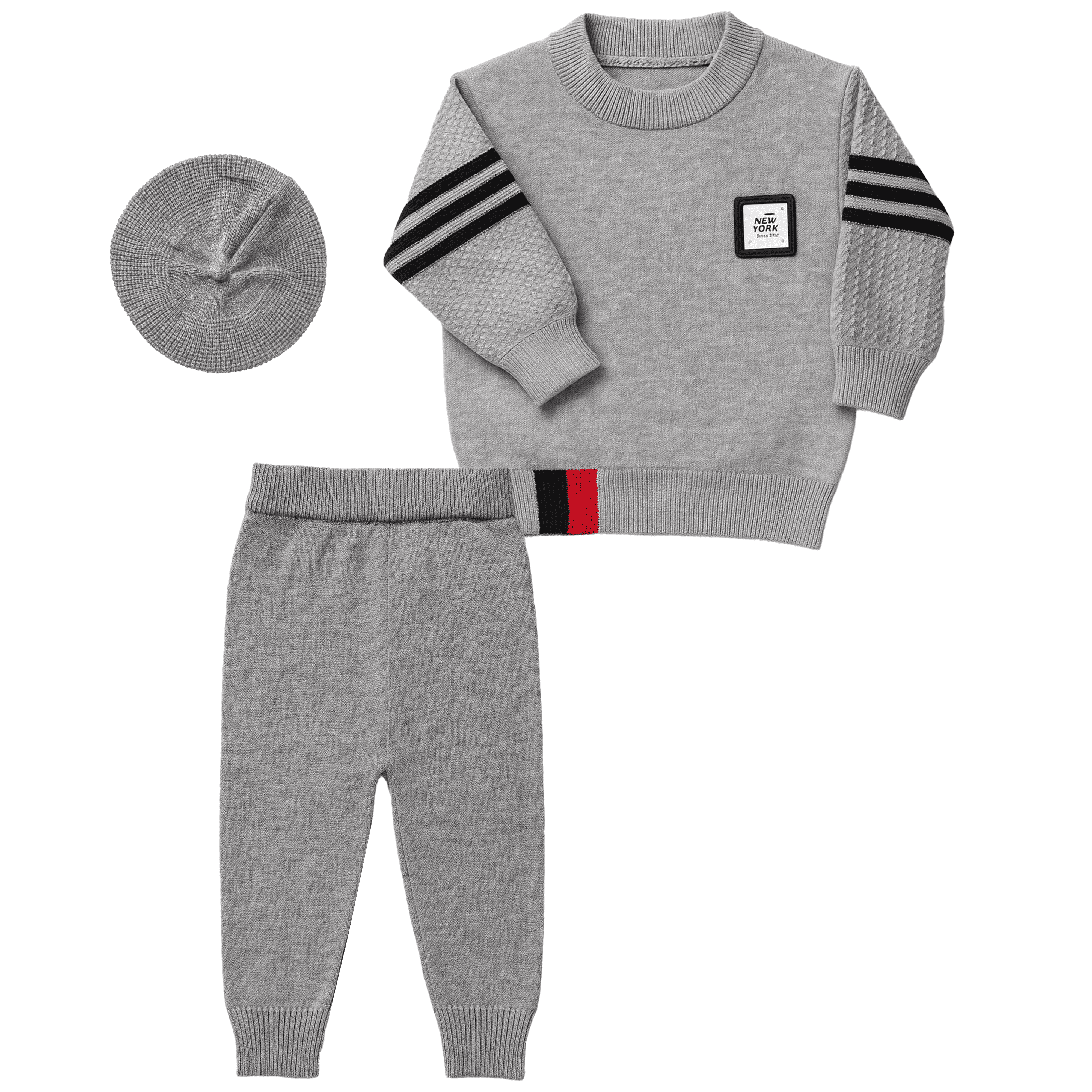 Grey "New York" 3-Piece Knitted Suit