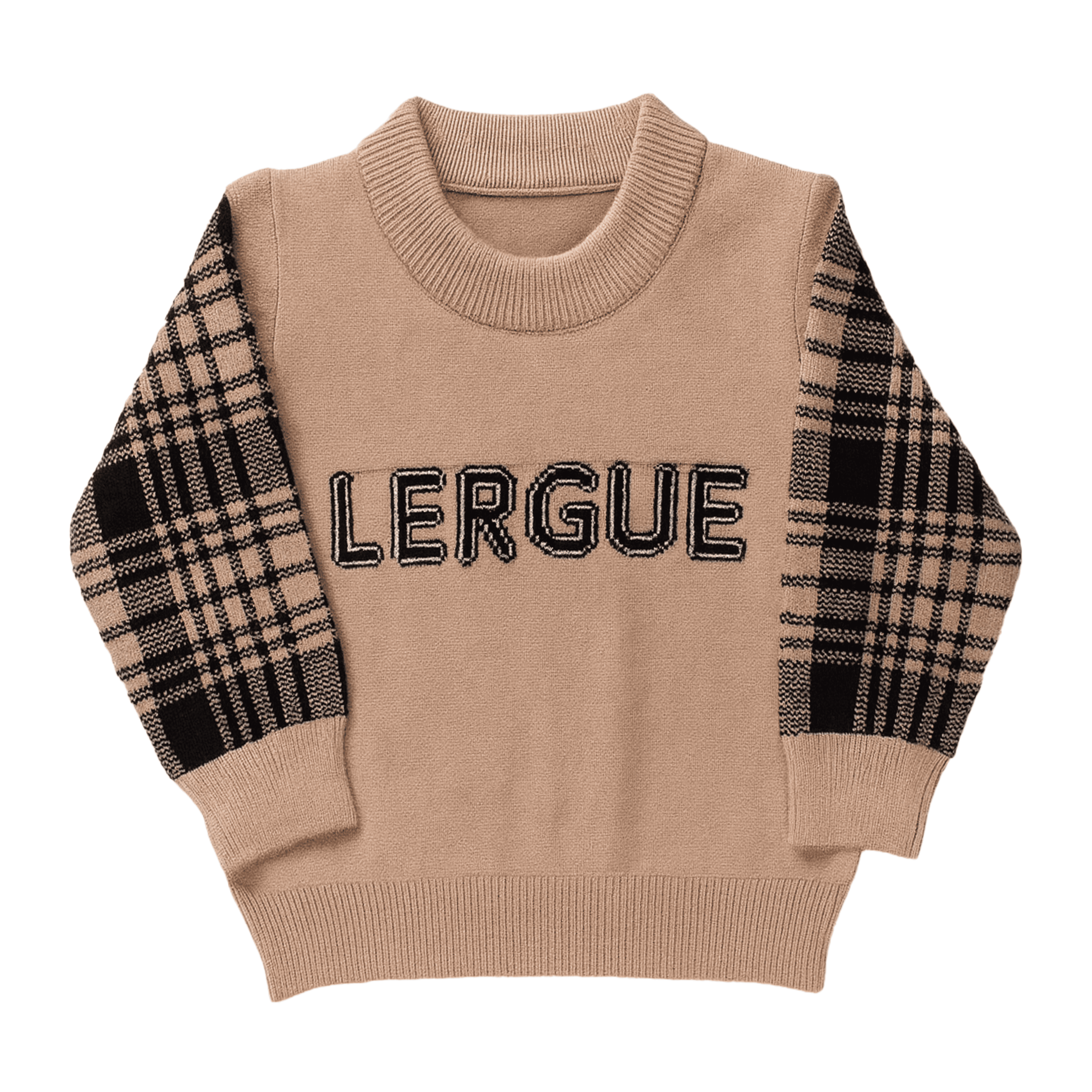 Boys’ Brown & Black Plaid Knit Sweater Suit