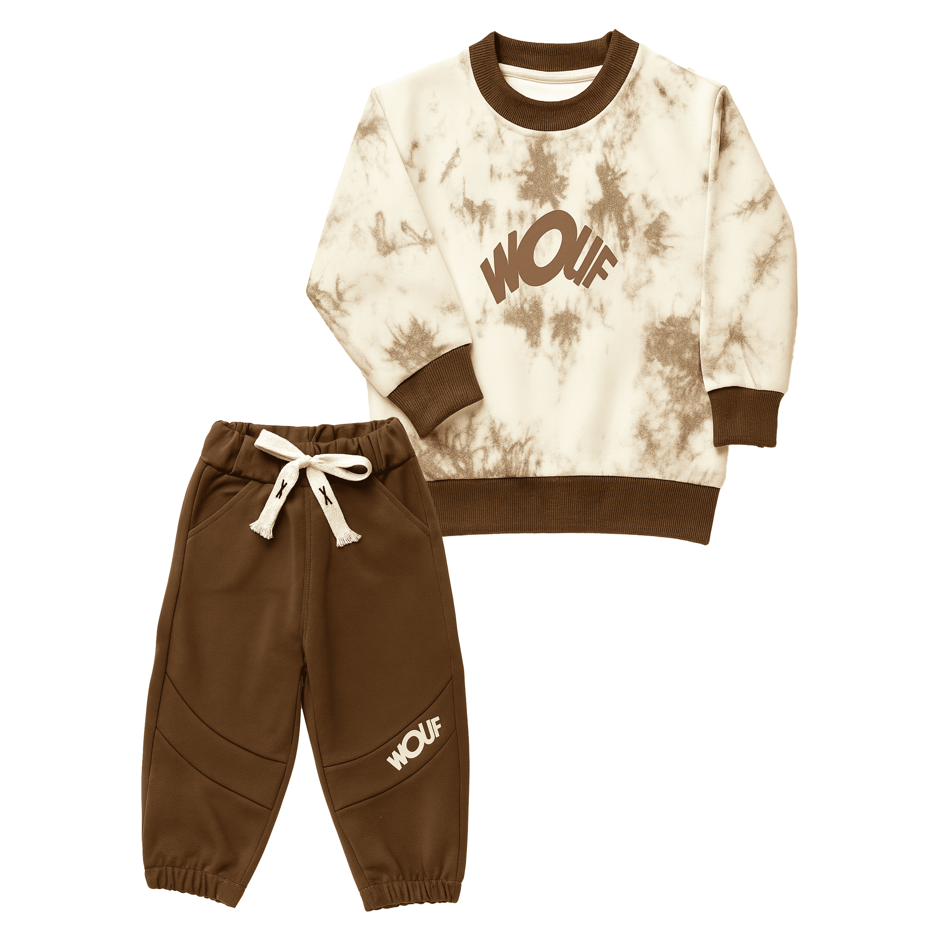 WOUF Brown Tie-Dye Tracksuit Set