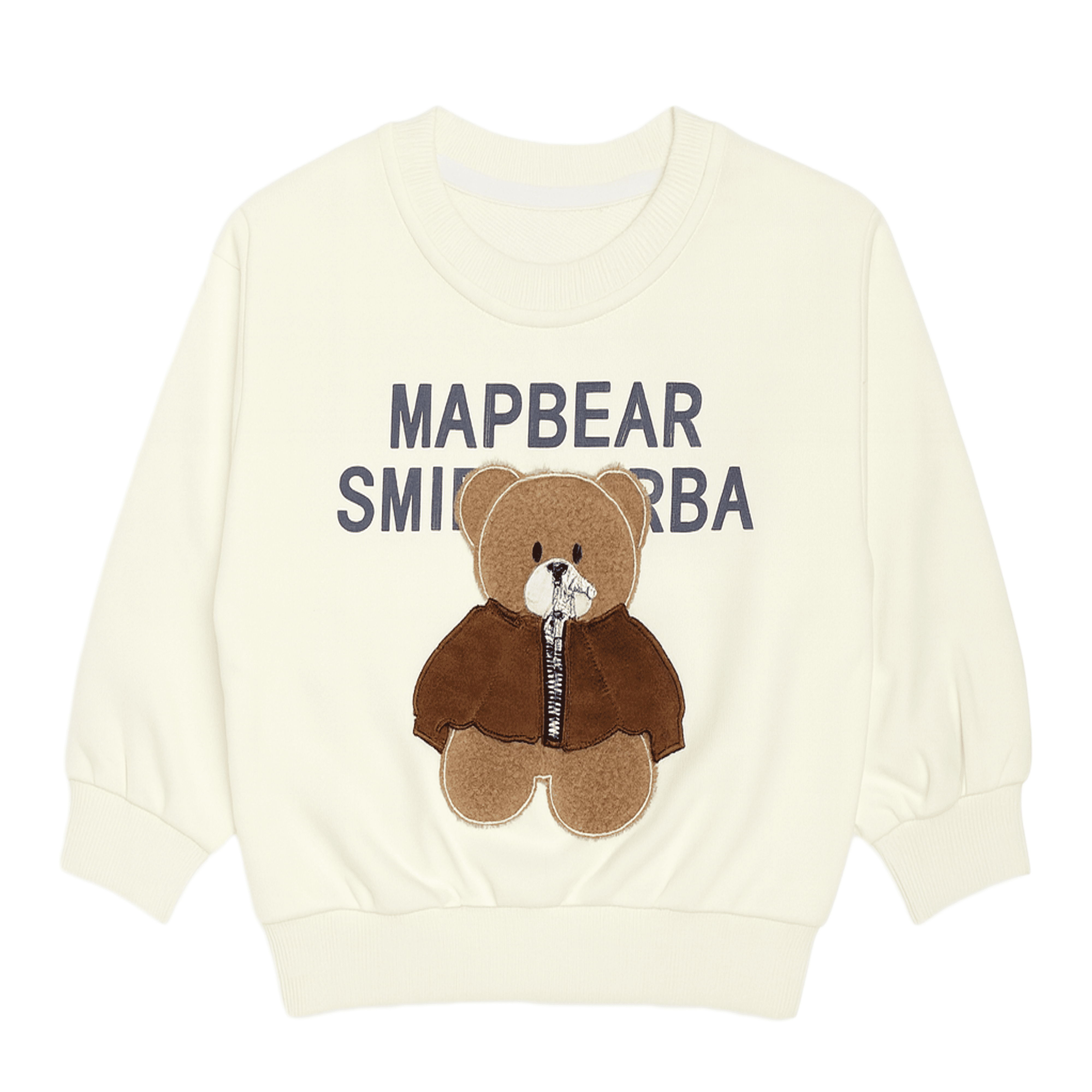 Cute Bear Off White Fleece 2-Piece Suit