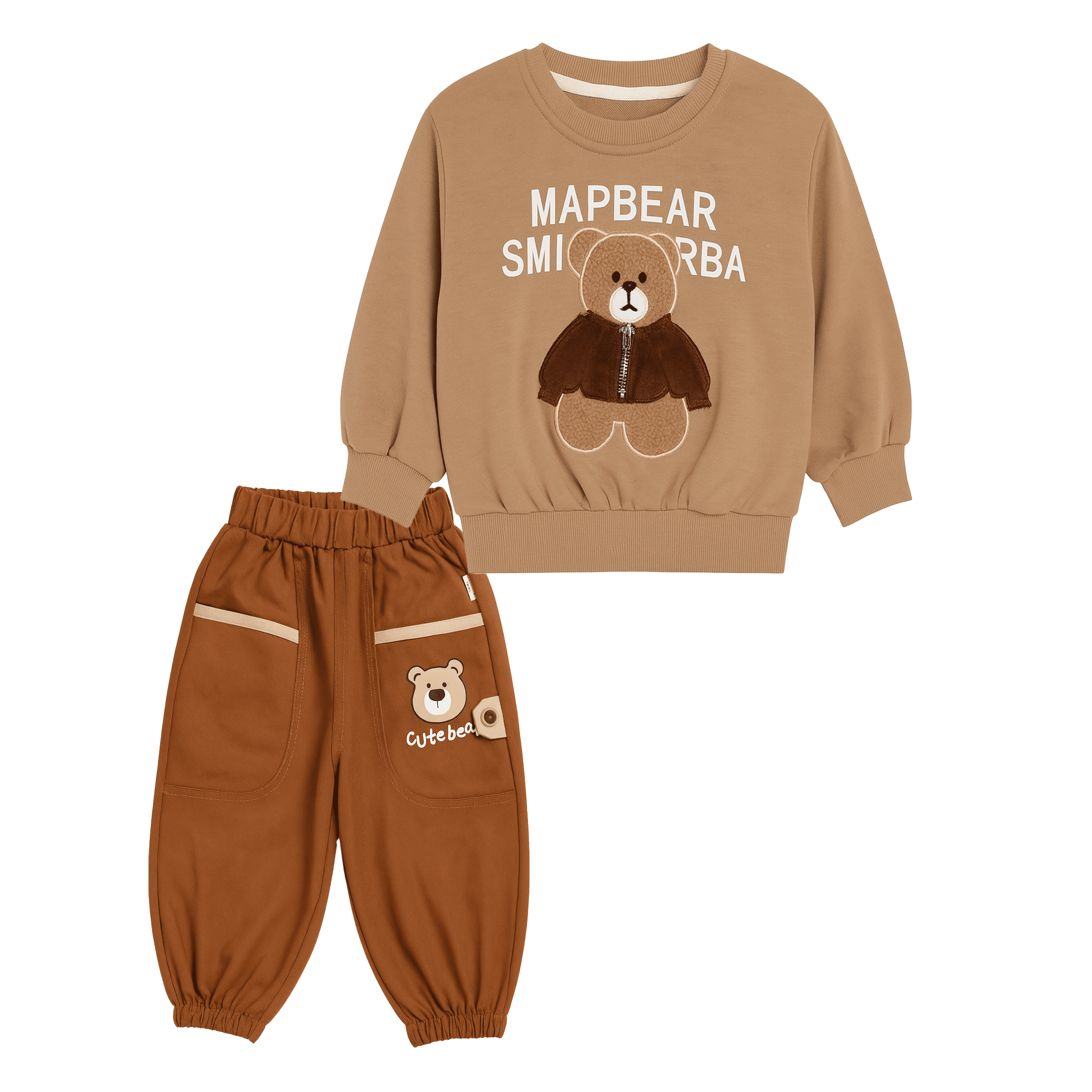 Cute Bear Brown Fleece 2-Piece Suit