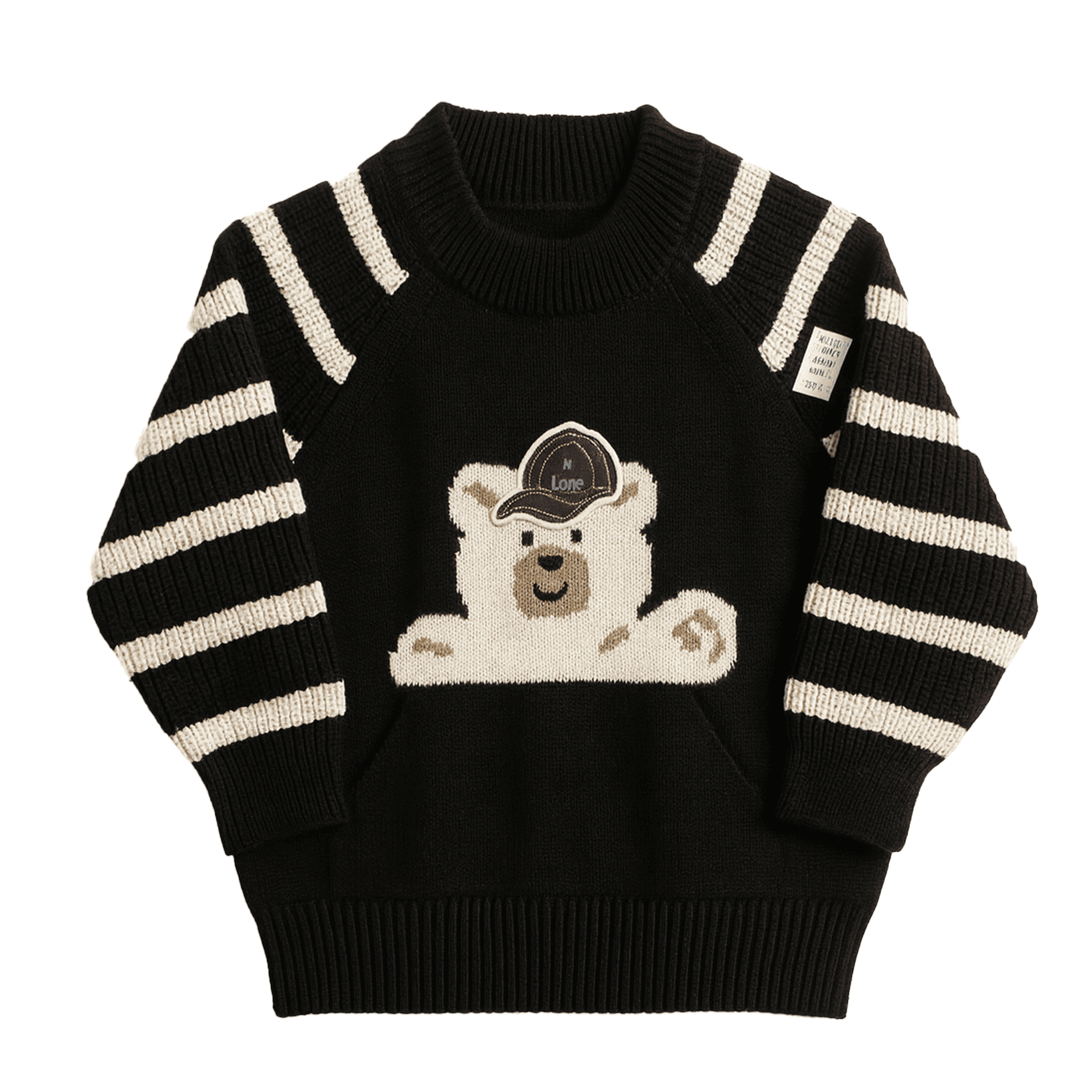 Black Knit Bear Sweater & Pant Set