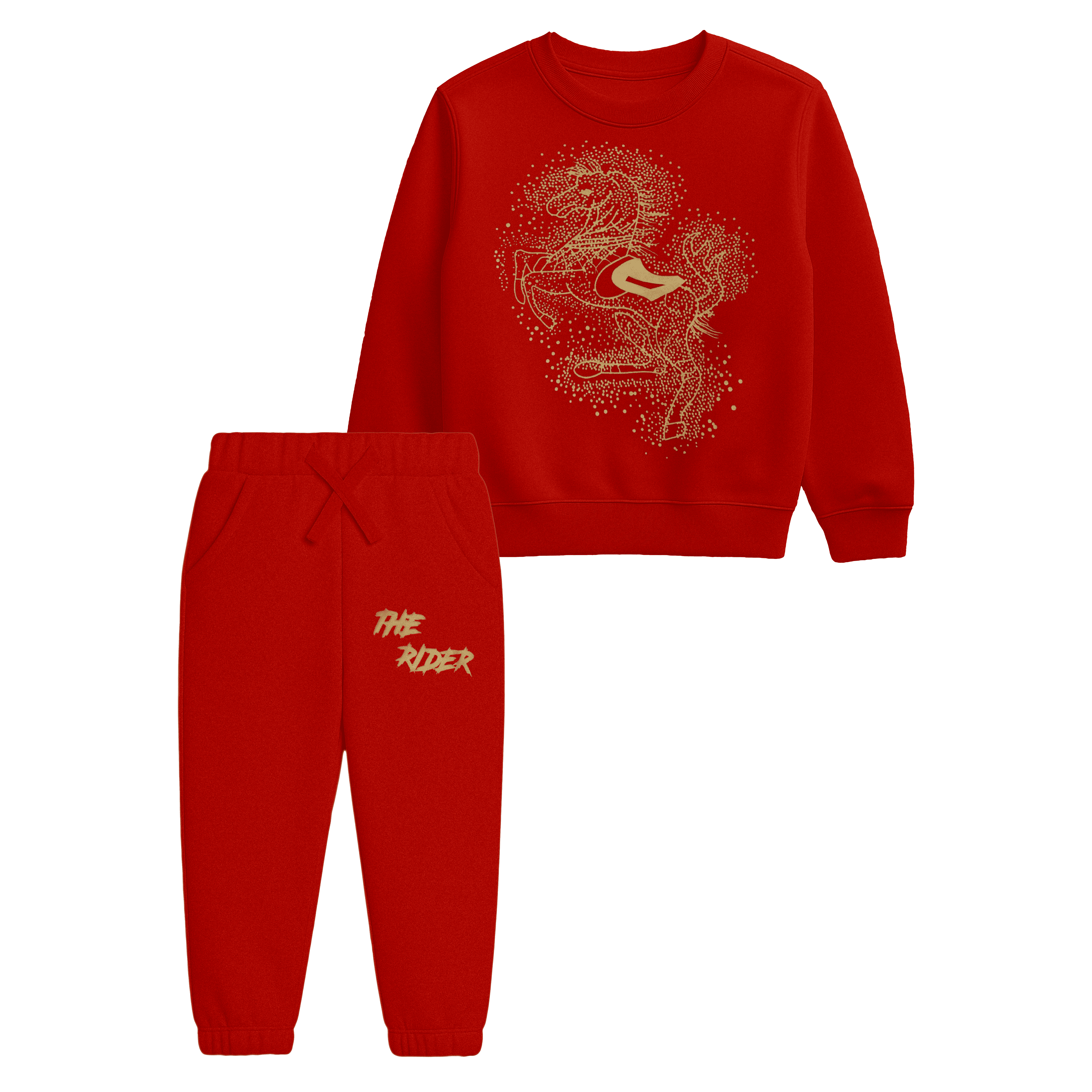 Red “The Rider” Horse Graphic Sweatshirt & Jogger Suit