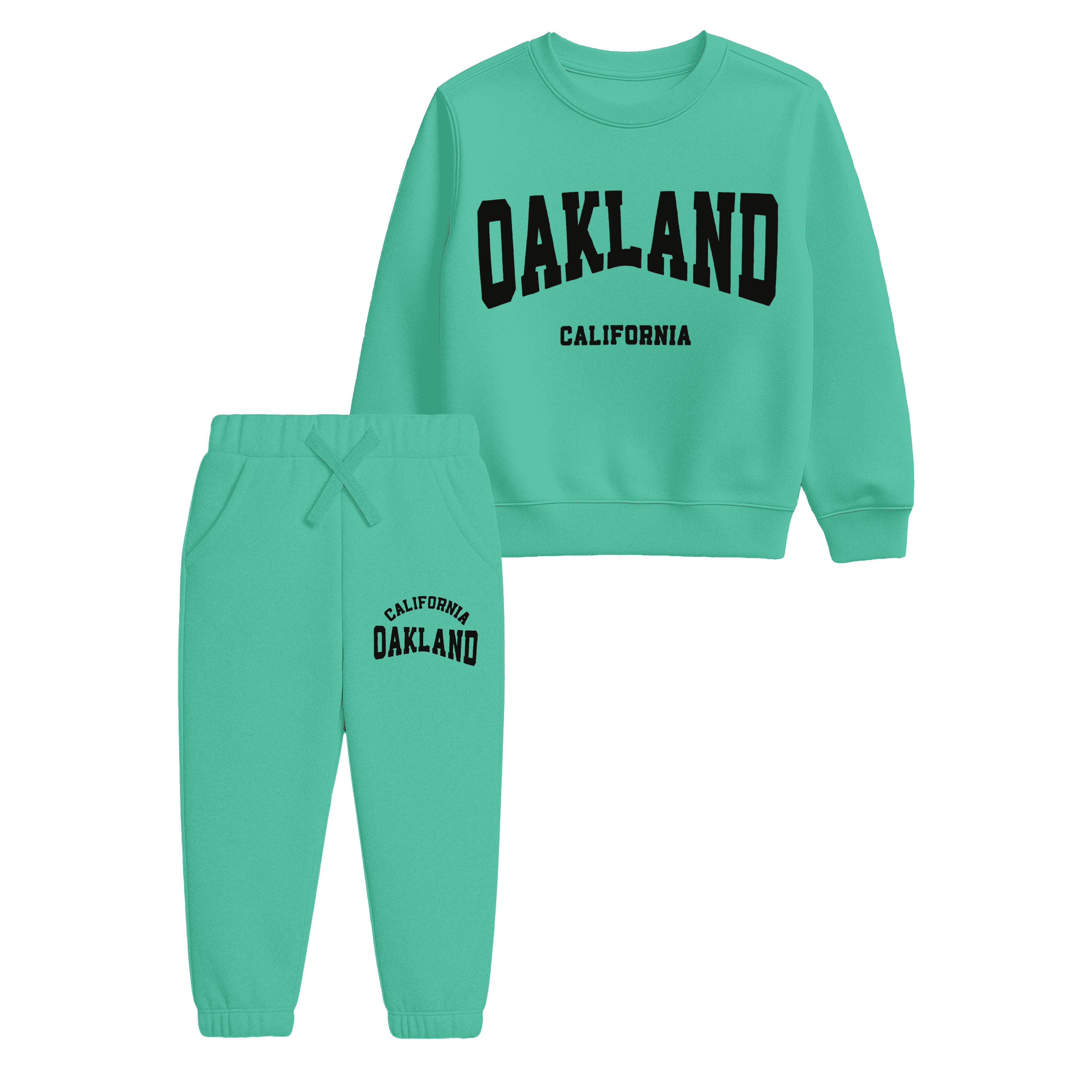 Teal Green Kids Oakland California Sweatshirt & Jogger Suit
