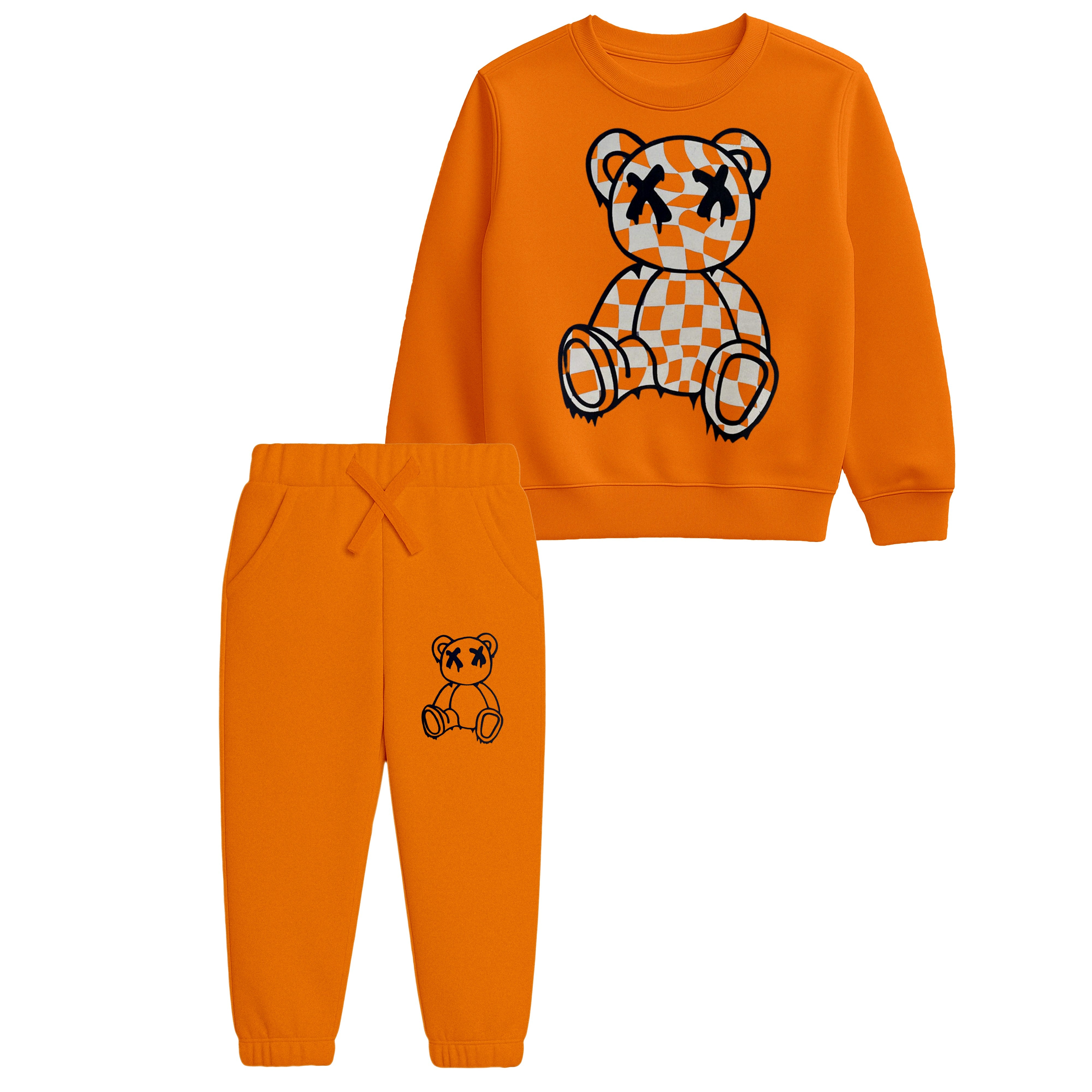 Checkered Teddy Bear Sweatshirt and Joggers Suit