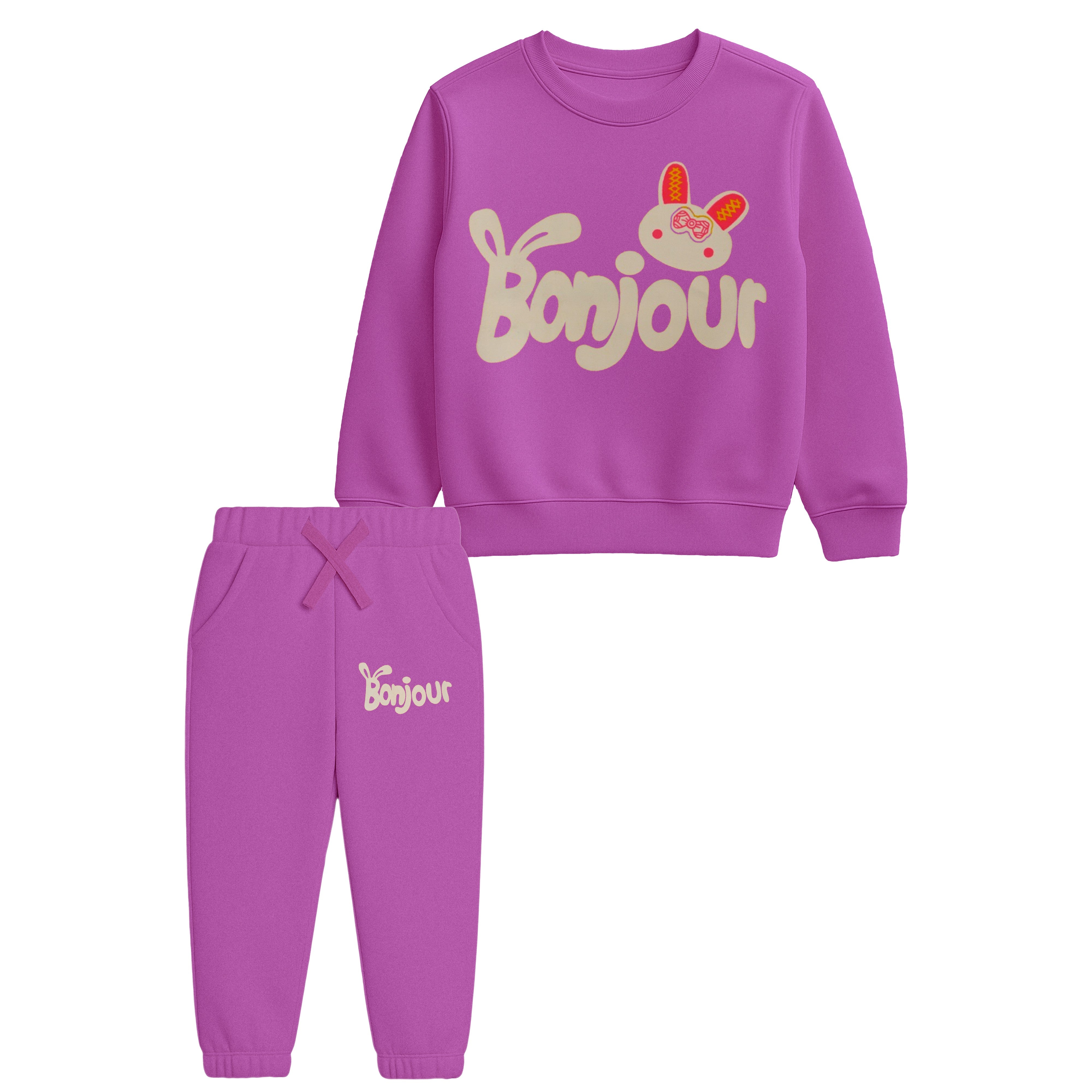 Pink "Bonjour Bunny" Loungewear Suit