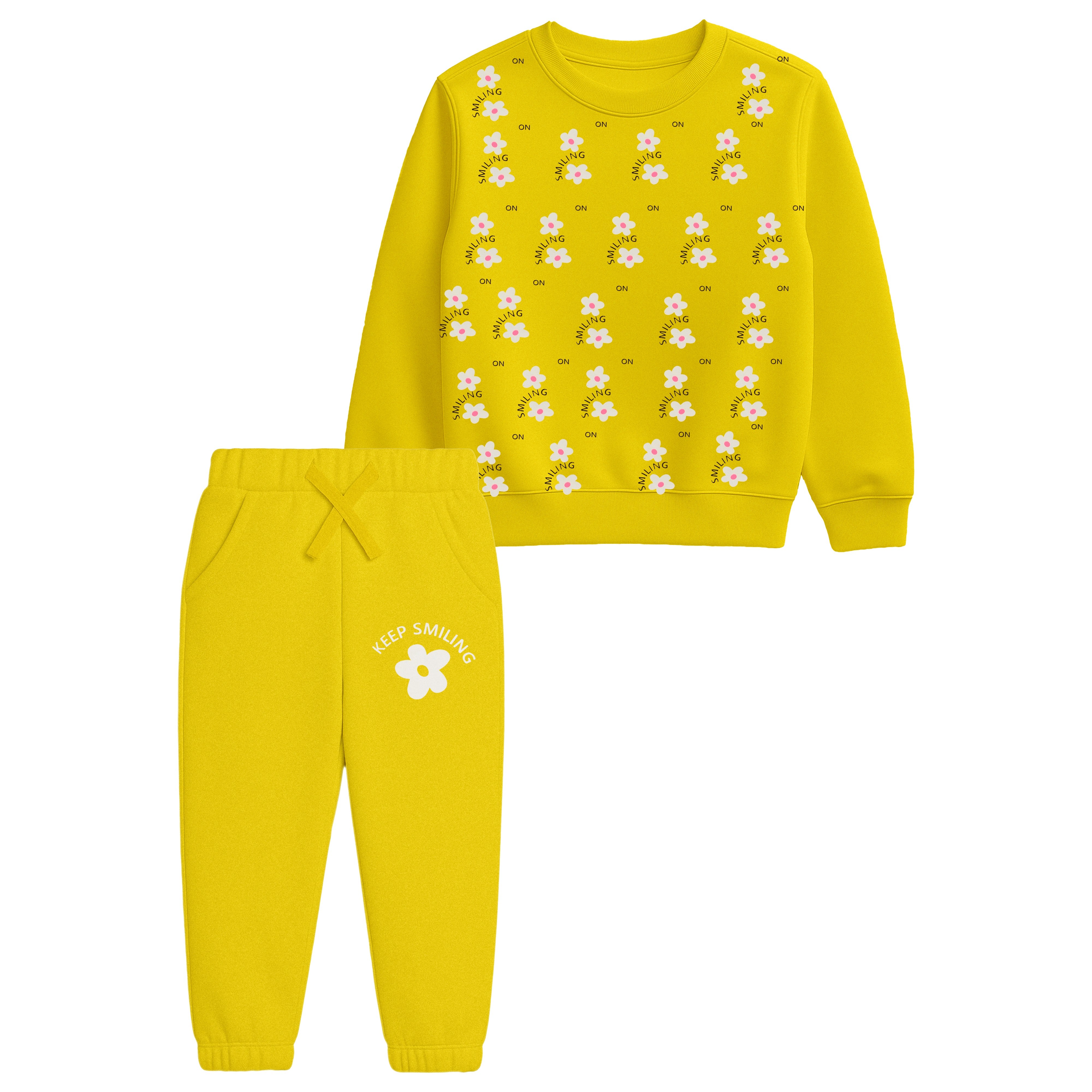Yellow "Keep Smiling" Loungewear Set