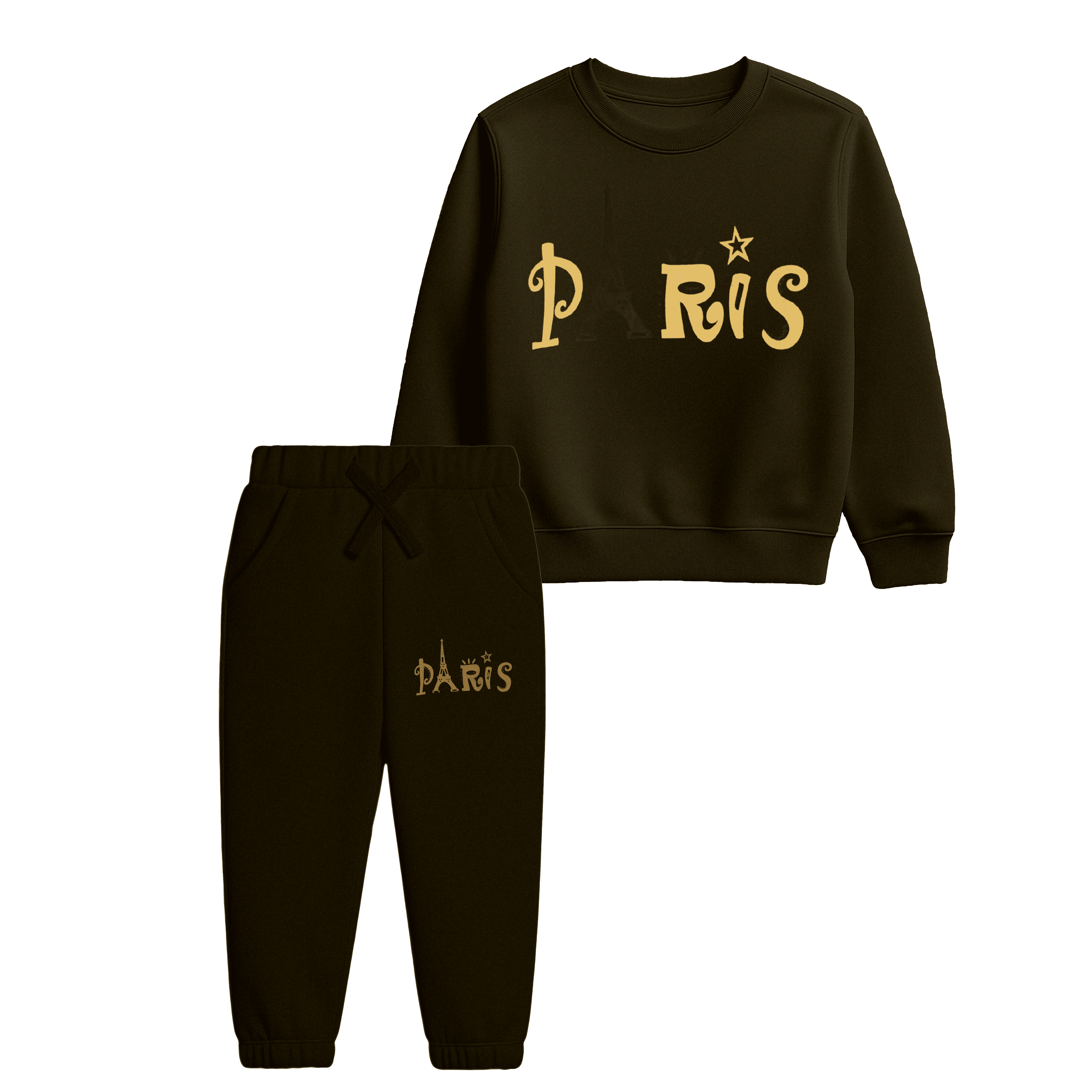 Green & Gold “Paris” Sweatshirt & Jogger Suit