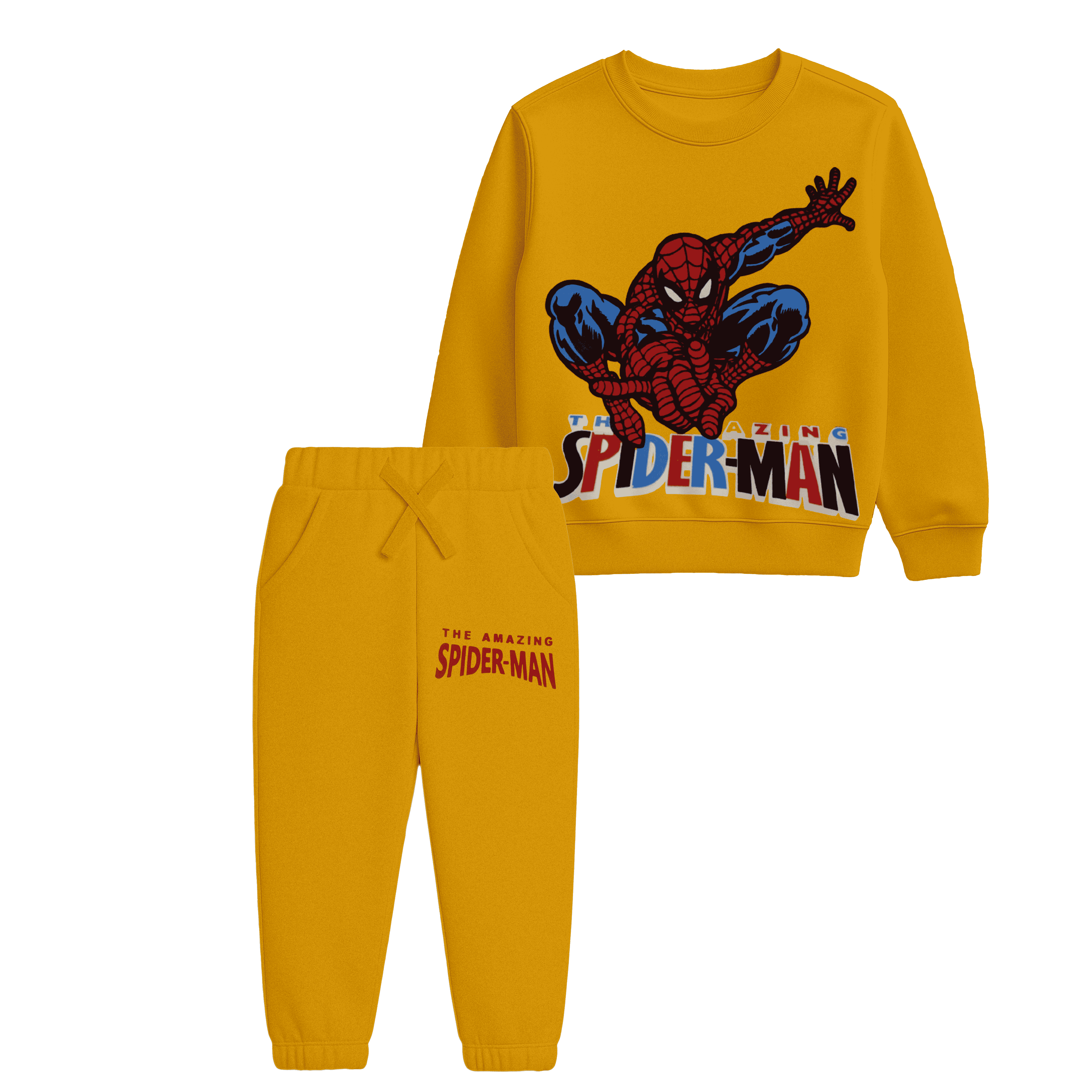 Kids “The Amazing Spider-Man” Sweatshirt & Jogger Set – Mustard Yellow