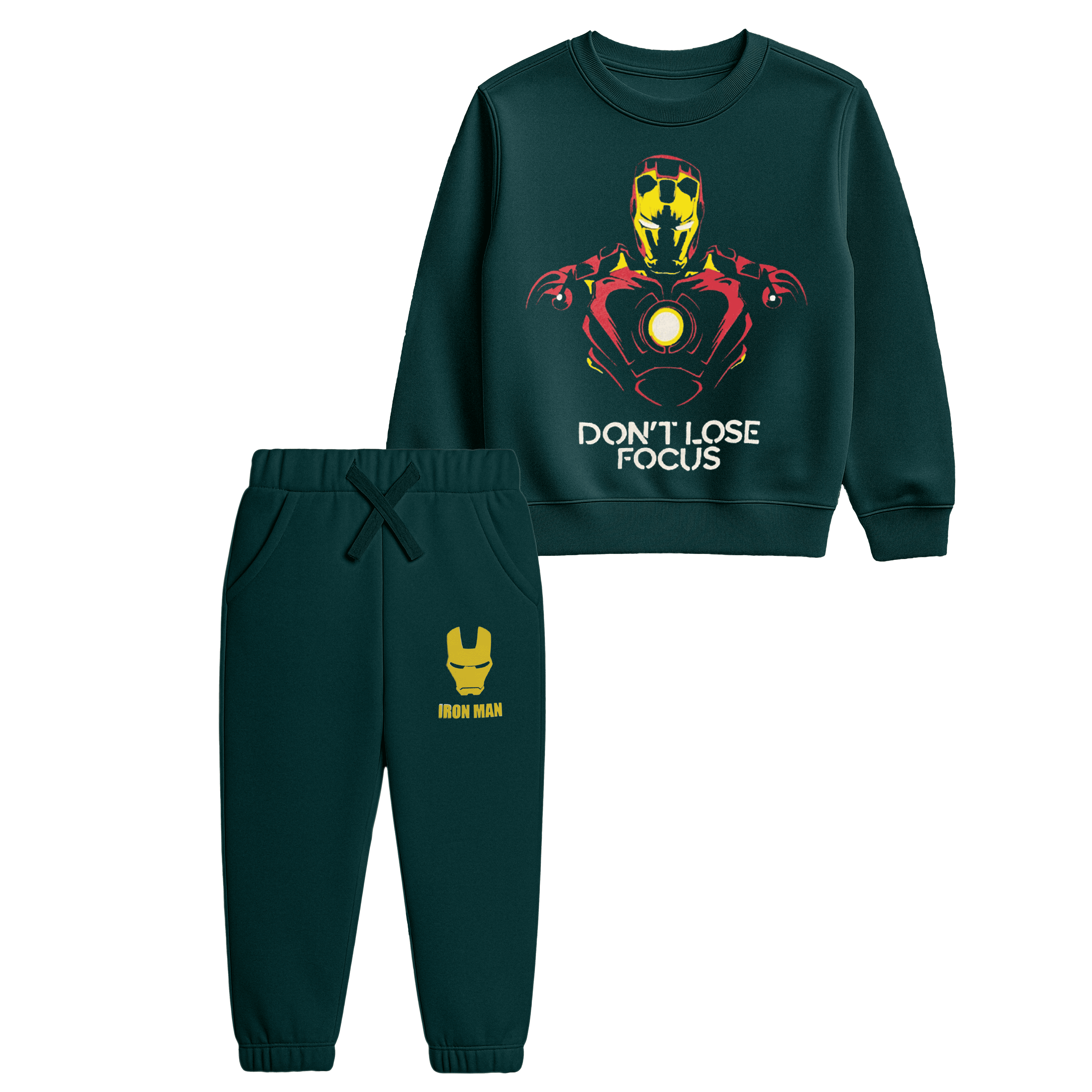 Boys’ Iron Man Sweatshirt & Jogger Set – Dark Green