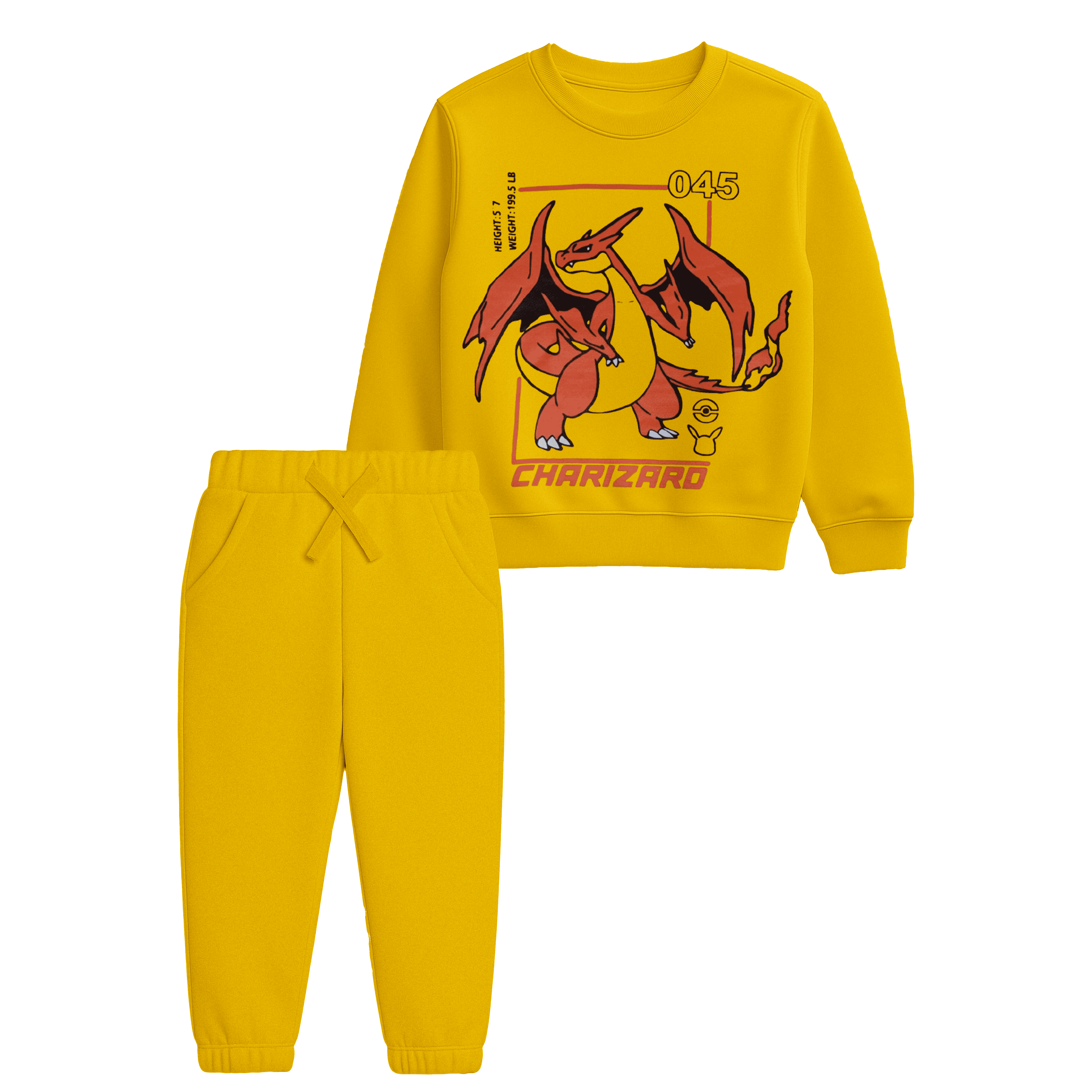 Boys’ Pokémon Charizard Sweatshirt & Jogger Set – Bright Yellow