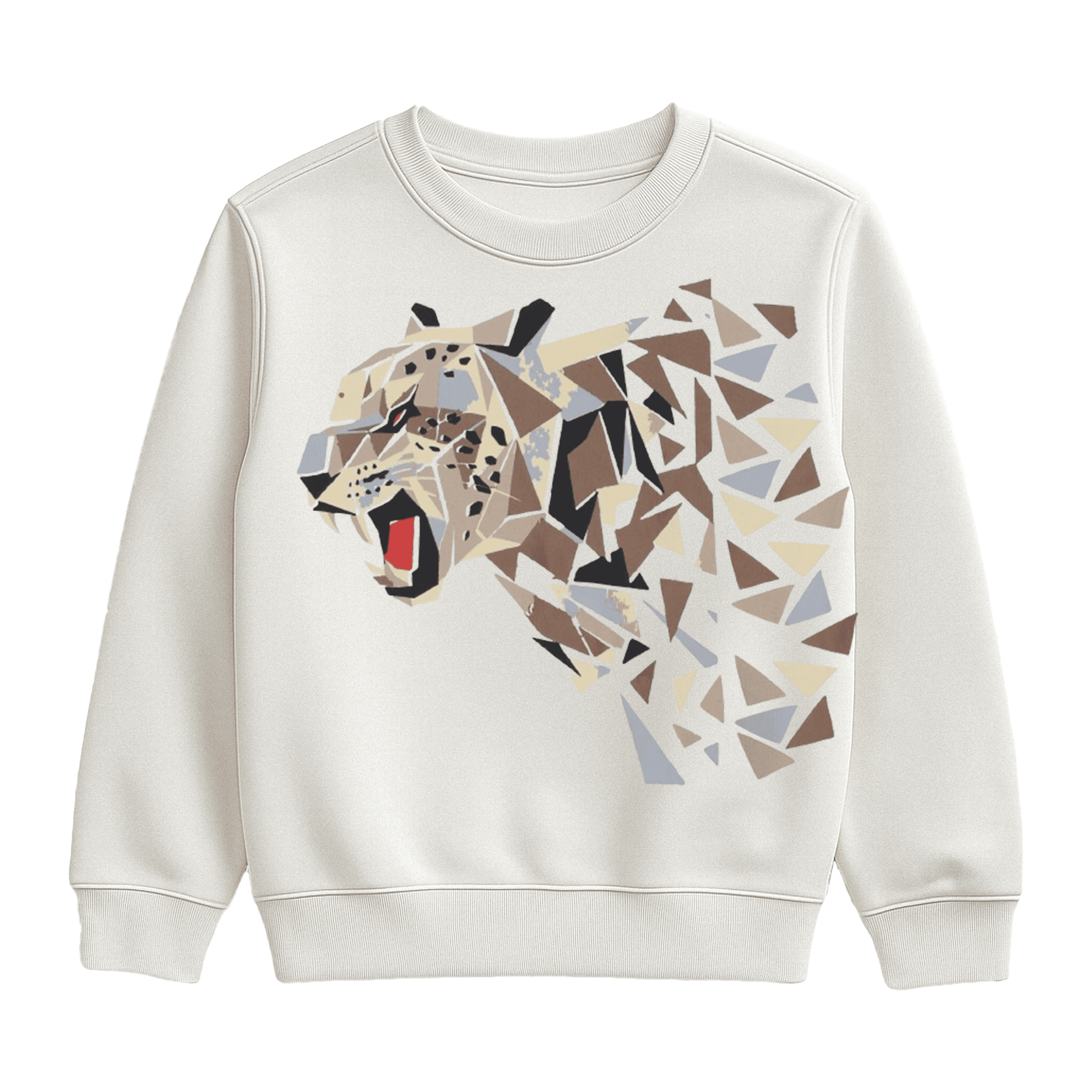 White “Geometric Leopard” Graphic Sweatshirt