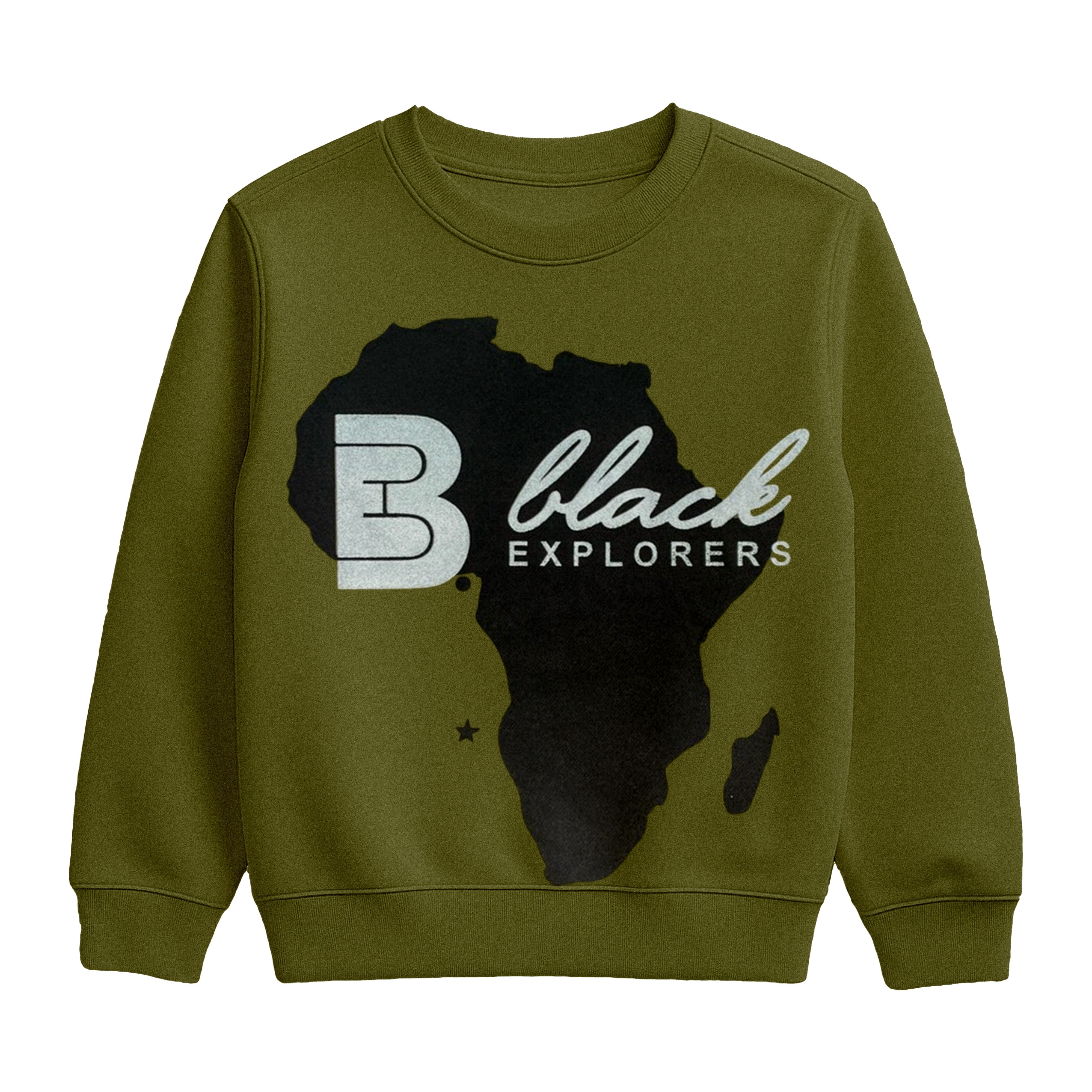 Kids “Black Explorers” Sweatshirt & Jogger Set – Olive Green & Black