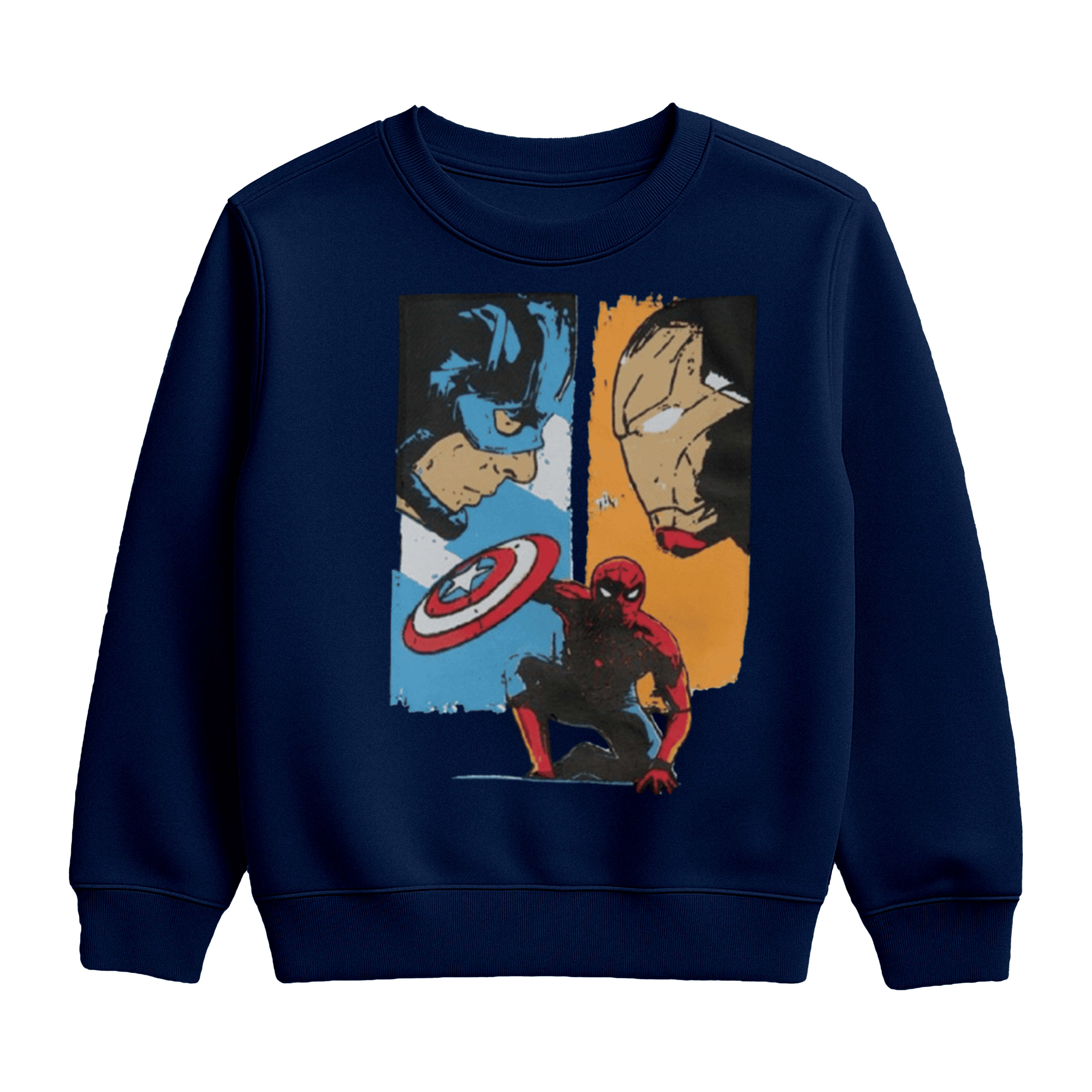 Navy Blue Marvel Superheroes Sweatshirt (Captain America, Iron Man & Spider-Man)