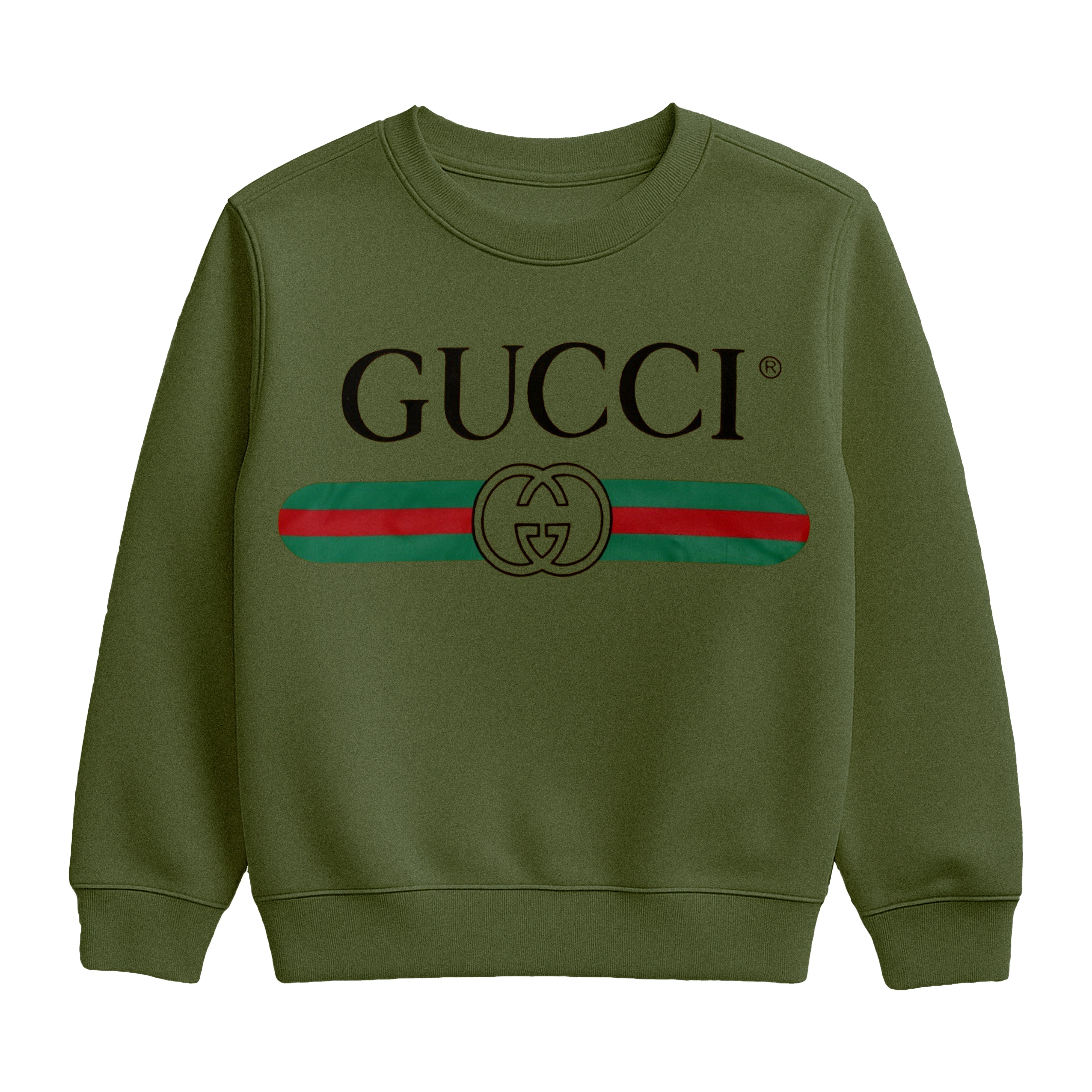 Olive Green Gucci-Inspired Kids Sweatshirt & Trouser