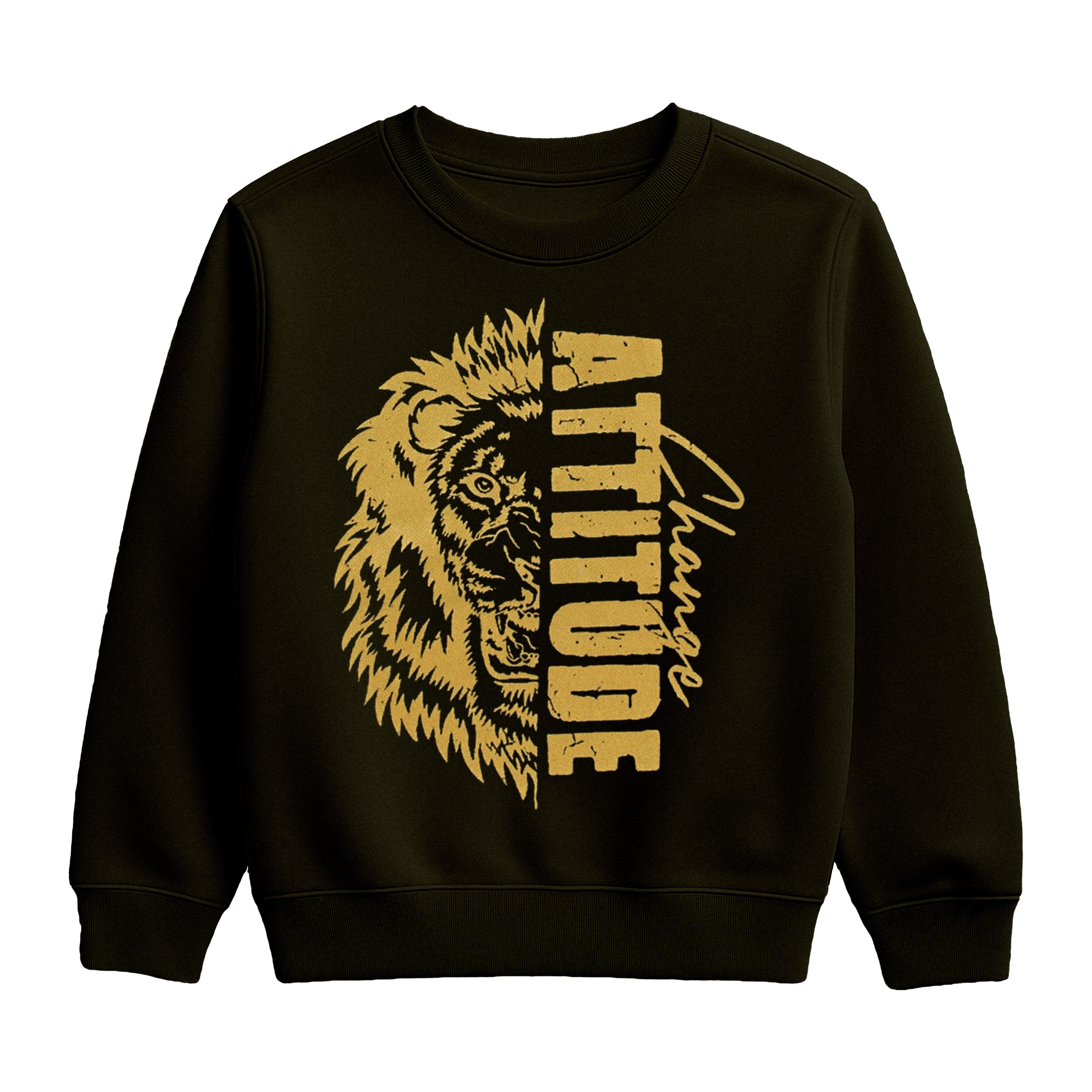 Black & Gold “Change Attitude” Lion Print Sweatshirt & Trouser Suit