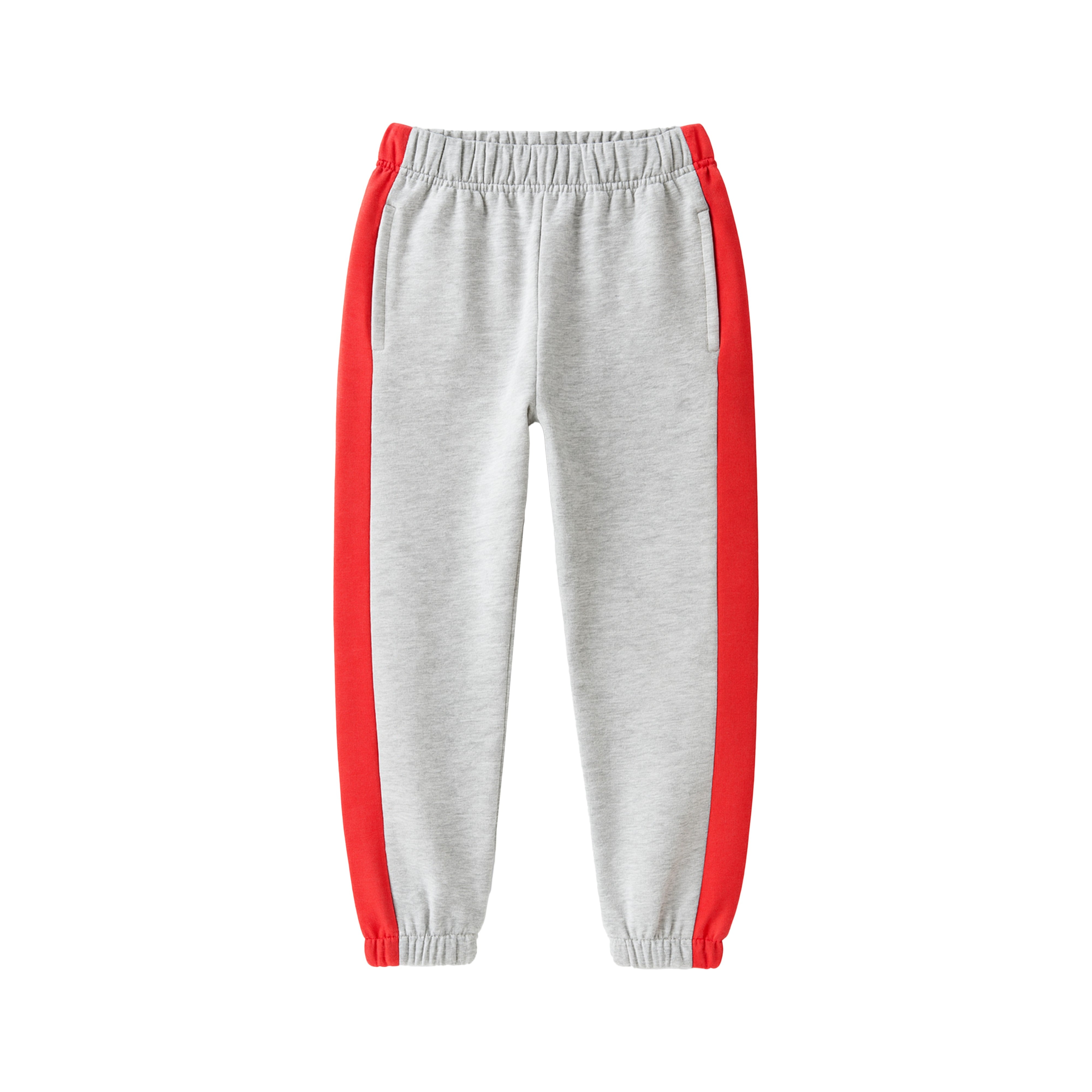 Grey & Red Side-Stripe Fleece Trouser
