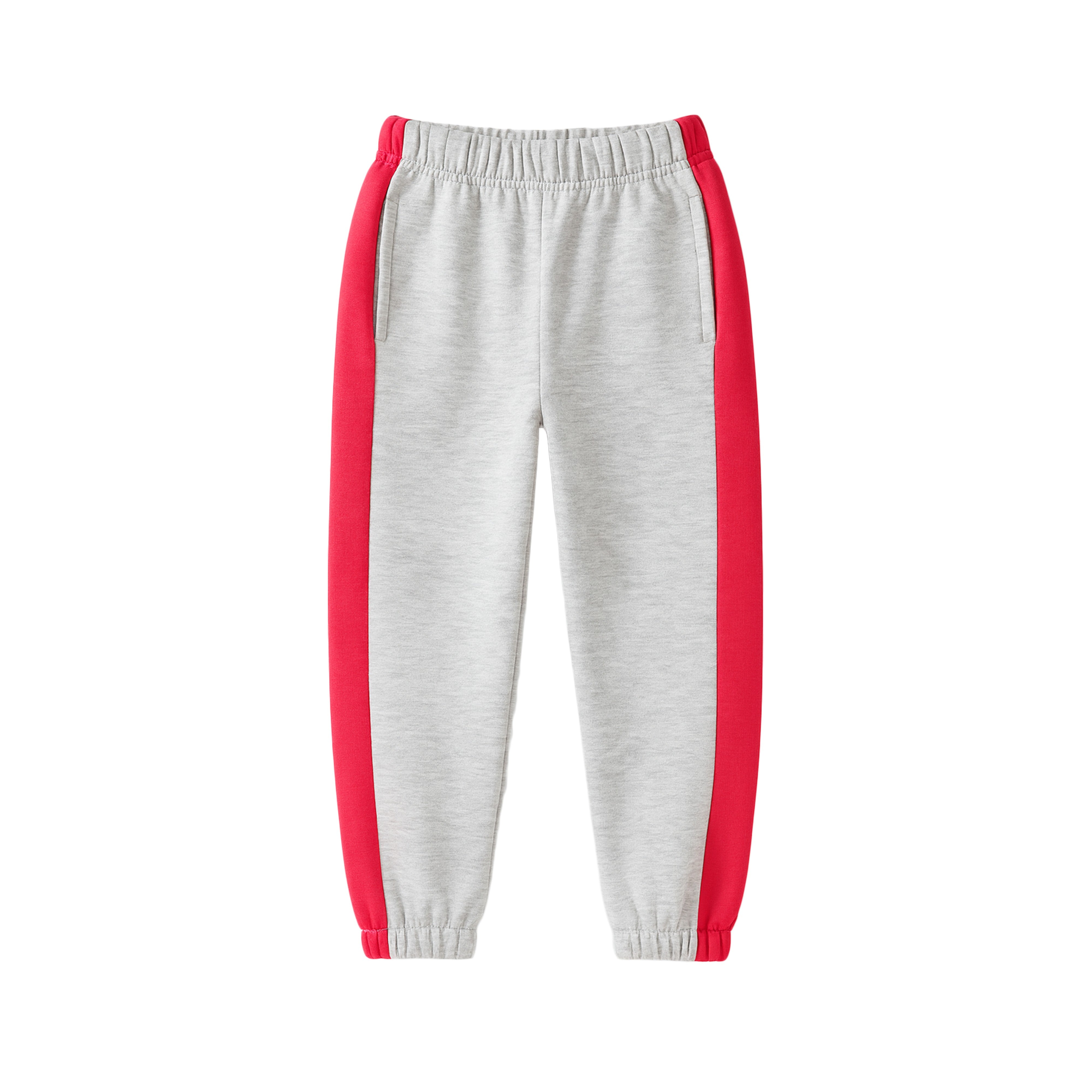 Grey & Pink Side-Stripe Fleece Trouser