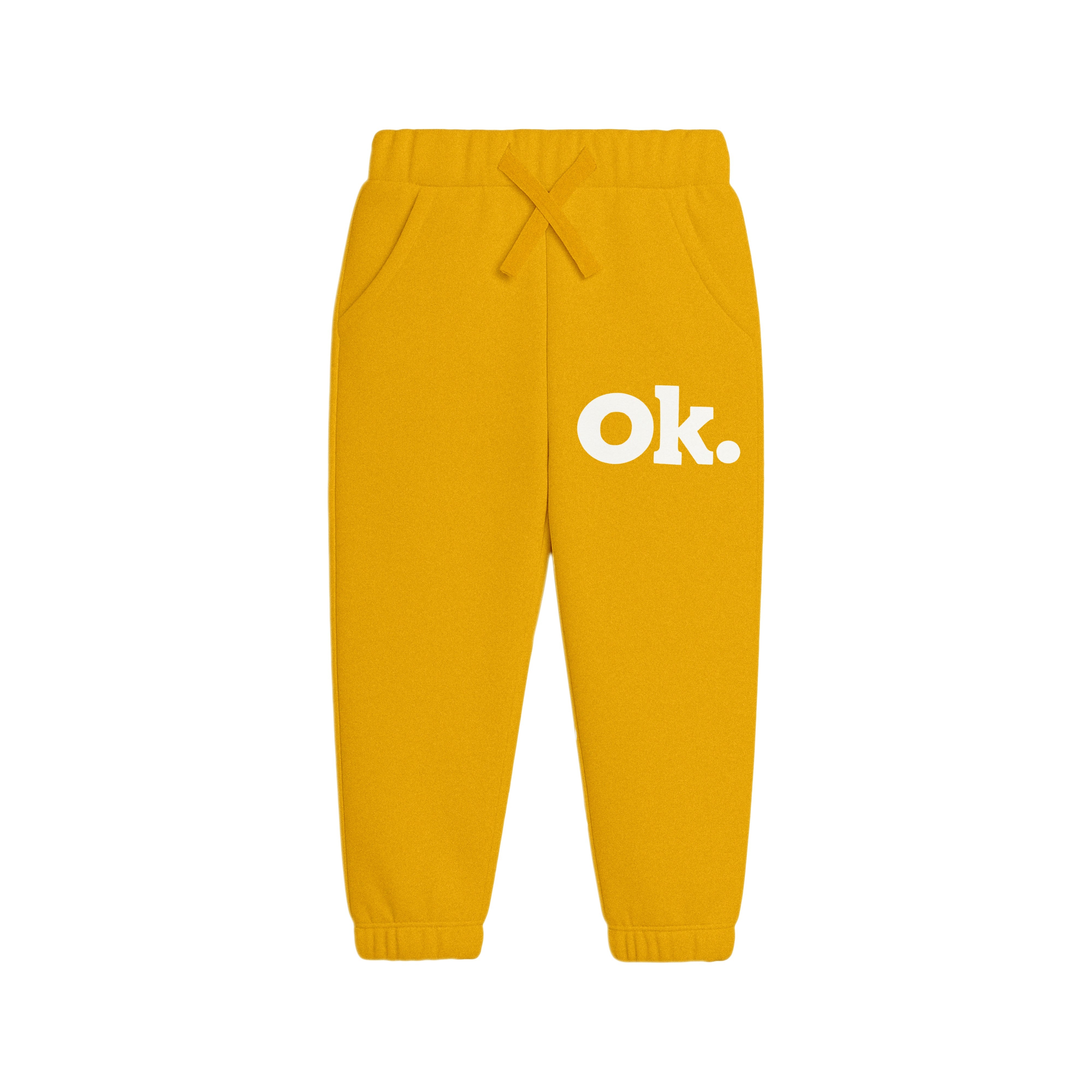 Kids “Ok.” Minimalist Sweatshirt & Jogger Set – Mustard Yellow & Black