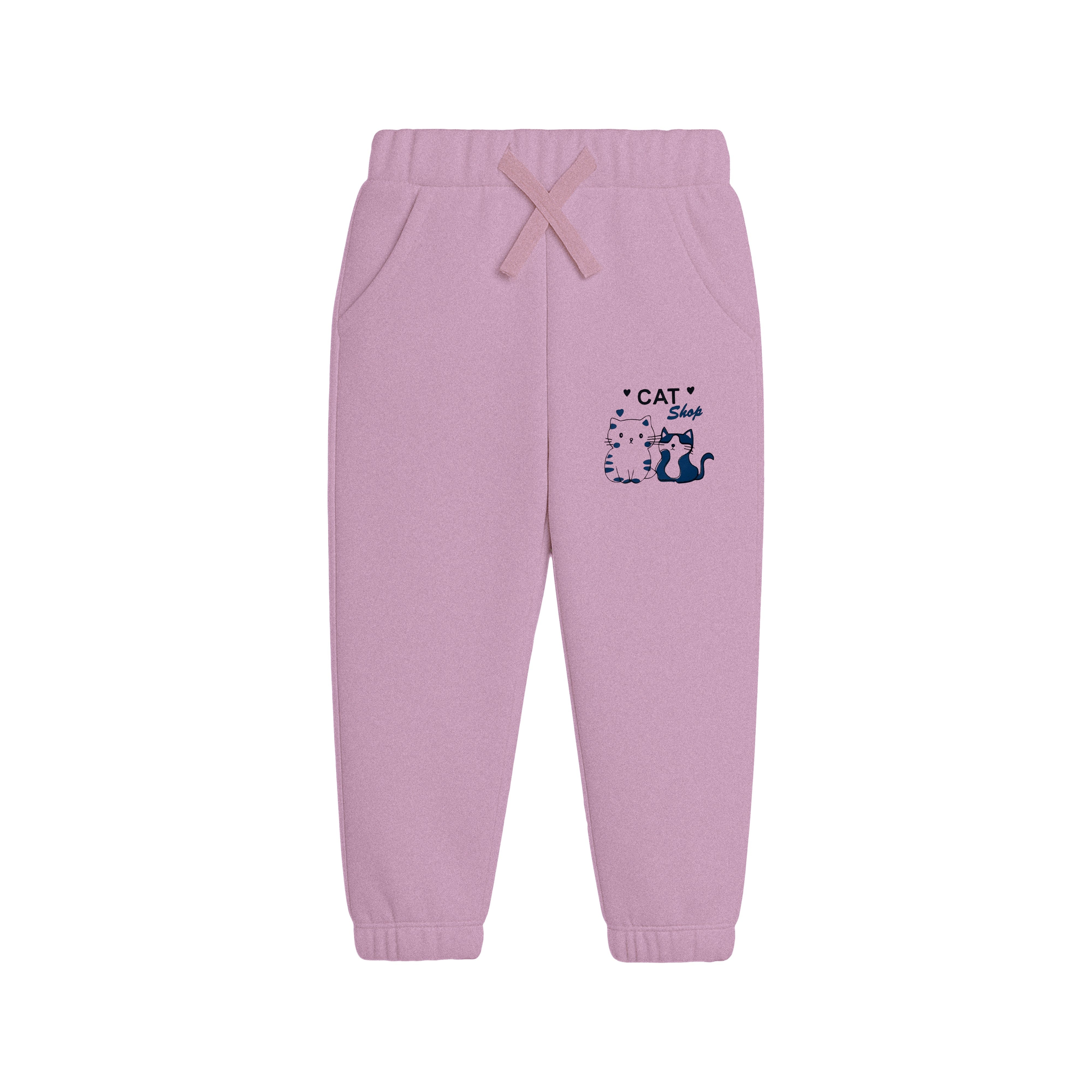 Girls “Cat Shop” Ruffle Sweatshirt & Jogger Set – Purple